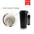 A drink bottle featuring a 550ML double wall design, black exterior, and a gold base with a ceramic-coated interior.