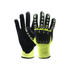 Heavy duty safety work gloves with a reinforced thumb web, in black and high-visibility yellow, featuring gripping pads.