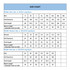 A size chart detailing measurements for men's, women's, and kids' long sleeve shirts, including chest and sleeve lengths.
