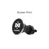 A round black car hook bracket with a silver rim and a logo on the front, designed for securing items.
