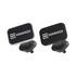 A square car hook bracket set in black and silver, featuring a logo on each piece.