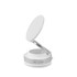 A white suction magnetic phone holder with a silver base and an adjustable, circular top.