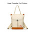 A cream convertible nylon backpack with brown accents and a logo, featuring adjustable straps and a front zip pocket.
