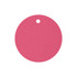 A drink bottle cover in bright pink, featuring a circular shape with a hole at the top for easy attachment.