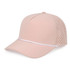 A light pink performance cap with a mesh back and a white rope detail. Features a branded logo on the side.