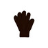 A pair of brown knitted gloves with a ribbed cuff and a woven label.