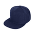 A navy blue 6 panel trucker cap with a rounded crown and a flat brim. Features a logo on the front.