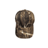 A 6-panel cap featuring True Timber camouflage pattern in earthy tones of brown and green, with a branding logo present.
