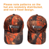 A camouflage cap in shades of brown, green, and orange with a logo on the front. Features a six-panel design.