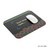 A rectangular mouse pad featuring a vibrant pattern with green, red, and blue elements, with a white mouse on top.