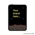 A zippered laptop and tablet sleeve featuring a black background with colourful Aboriginal-inspired patterns and a branding area.