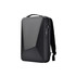 A black expandable hardshell backpack featuring a geometric design and a shoulder strap for easy carrying.