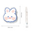 Acrylic UV print clip in the shape of a cute bunny, featuring soft colours and a clear border. Dimensions are 6cm x 3mm.