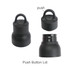 A drink bottle in matte black with a push button lid and a handle for easy carrying. Features a sleek, insulated design.