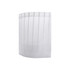 A disposable non-woven chef hat in white, featuring a pleated design and an adjustable band. It has a logo.