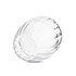 A drink bottle with a spiral double wall design, featuring a transparent glass construction. It has a round, sleek shape.