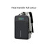 A grey and black laptop backpack featuring a USB charging port and a logo.