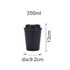 A drink bottle featuring a black, double wall design with a lid, measuring 350ml and 13cm tall.