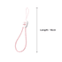 A pink charging phone strap with a white connector and logo, measuring 18cm in length.