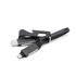 A black charging cable with an opener and phone stand, featuring connectors and a strap for organisation.