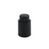 A drink bottle accessory featuring a black push-type wine stopper with a scale for measurement. It has a sleek design and a branding logo.