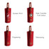 A red felt wine bag with various branding options and leather handles. It features multiple designs for decoration.