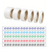 Five rolls of white BOPP packaging tape in varying sizes, displayed above a series of colourful branded tape.