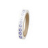 A roll of white BOPP packaging tape with blue logo design on a cardboard core.