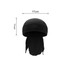 A black cycling bandana hat with a mesh design and elongated tails at the back. It features a logo.
