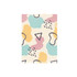A4 L-shaped open folder featuring a pastel abstract pattern with blue, peach, and yellow shapes on a cream background.