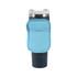 A drink bottle pouch in light blue, featuring a zippered pocket, attached to a dark-coloured drink bottle.