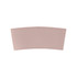 A leather cup sleeve in a soft pink hue, featuring stitching details and a simple design.