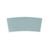 A leather cup sleeve in a light blue colour, featuring stitched edges and a smooth finish. It has a logo.