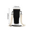 A drink bottle carrier bag in black with a removable strap and dimensions displayed prominently.
