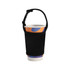 A drink bottle sleeve in black, designed to fit securely around a disposable cup with a handle.