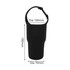 A drink bottle holder pouch in black with a handle and specified dimensions. It features a logo.
