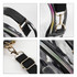 A clear PVC waterproof crossbody bag with black straps and gold hardware, featuring zippers and attachments.