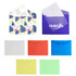 A4 Clear File Envelope available in purple, red, green, yellow, blue, and grey, with a logo on one variant.