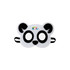 A panda-themed felt mask in black and white, featuring two eye holes and an elastic strap for wearing.
