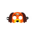 A dog-shaped felt mask in orange, brown, and yellow with cut-out eye holes and an attached elastic band.
