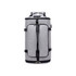 A grey convertible bucket backpack duffel bag with black accents and a logo. Features adjustable straps and zippers.