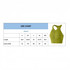 A size chart for a women's zip-front racerback yoga crop bra tank in green, displaying dimensions for various sizes.