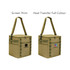 A foldable insulated cooler bag in khaki, featuring adjustable straps and logos on each side.
