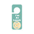 A custom shape acrylic door hanger in a teal colour with a fork and knife design. It has a circular cut-out for hanging.