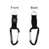 A black carabiner keychain featuring a compass and a sturdy strap. The keychain has a logo on one side.