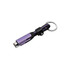 A purple and black braided charging cable with a keyring attachment. It features multiple connectors for diverse devices.