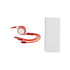 A red 3-in-1 retractable charging cable with multiple connectors alongside a plain white box.