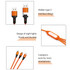 A 6-in-1 night light charging cable in orange with hidden type-C interface and three smartphone adapters.