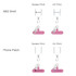 A pink 60W 4-in-1 charging phone lanyard with ABS shell and phone patch, featuring a logo. Multiple print options are displayed.