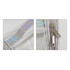 A transparent cosmetic bag with a shimmering silver zipper and strap, featuring a logo on the zipper pull.